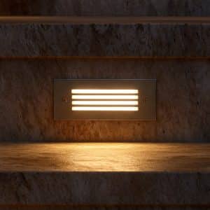 Architectural Outdoor Recessed Rectangular LED Step Light – Fixed – Diffused Light